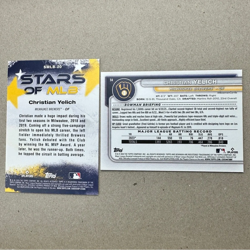 Christian Yelich/Brice Turang w/ Woodruff aces in Brewers lot of 13 - Picture 5 of 13